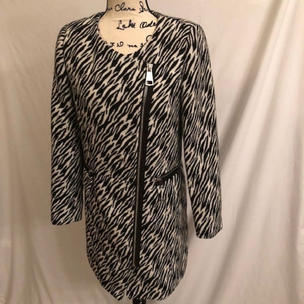Philosophy Blues Zebra Wool Blend Trench Coat